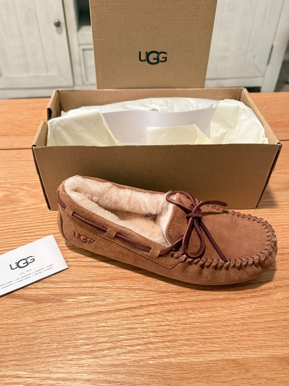 NIB UGG Dakota Chestnut Moccasin Slippers Sz 5